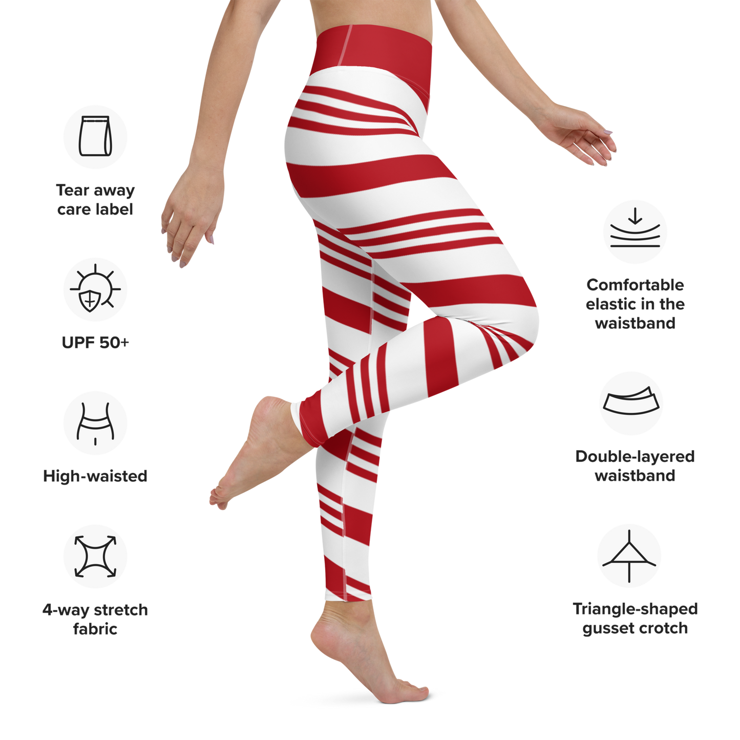 Noelle Inspired Candy Cane - Yoga Leggings