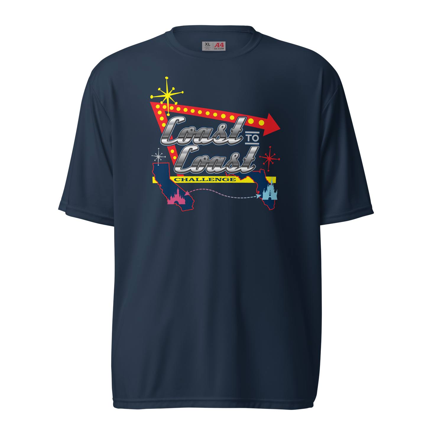 Coast to Coast Challenge Unisex A4 performance crew neck t-shirt